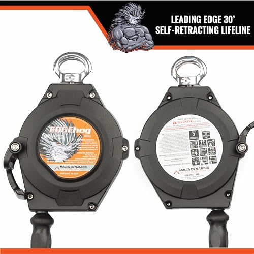 Image of Malta Dynamics Edgehog Self Retracting Lifeline - 30' Leading Edge Fall Protection Yoyo Cable, Class 2 Retractable Lanyard with Quick-Action Brake, OSHA and ANSI Compliant Safety Lanyard