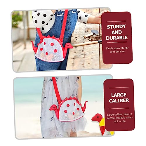 SUPVOX Sturdy Mesh Beach Bag for Boys and Girls Red Straw Beach Tote Toys Bag for Boys and Girls2