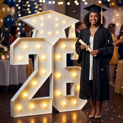 2026 Graduation Decorations - 4FT Marquee Light Up Number For 2026 Graduation Party Decorations Suitable For Decoration At Kindergarten Preschool High School And College Graduation Parties