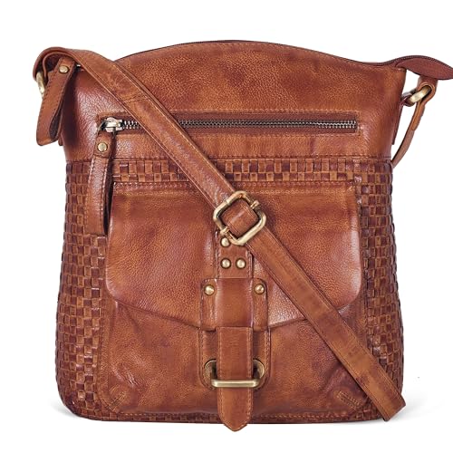 Image of Oak Leathers Leather Crossbody Bag For Women With Adjustable Sling Strap - Medium Size Crossover Shoulder Handbag Purse