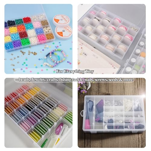 Image of 3 Pack 36 Grids Clear Plastic Organizer Box with Removable Dividers, Bead Storage Organizer Boxes, Craft Storage Containers for Organizing Jewelry, Beads, Fishing Tackles and Small Parts