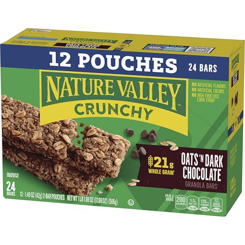 Nature Valley Crunchy Granola Bars, Oats 'n Dark Chocolate, 24 Bars, 17.88 OZ (12 Pouches) image 4