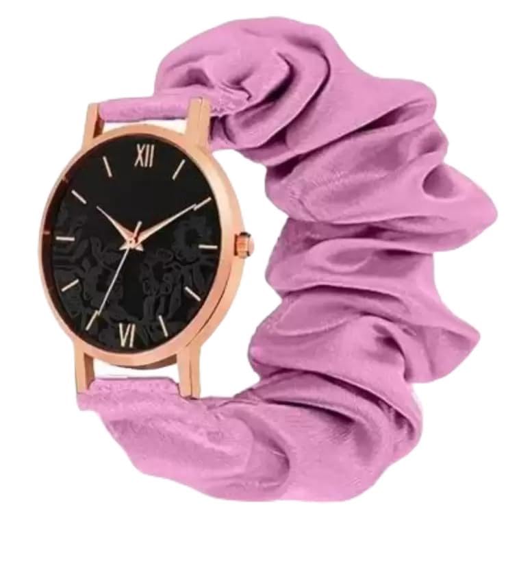 SMARANA Ribbon Watch Scrunchies Watch with Classic & Unique Scrunchies Strap Cloth Soft Pattern Solid Fabric Wristband Watch Girls Ladies Bracelet Meching_04 (B0D6YGLNJV) Amazon Price History, Amazon Price Tracker