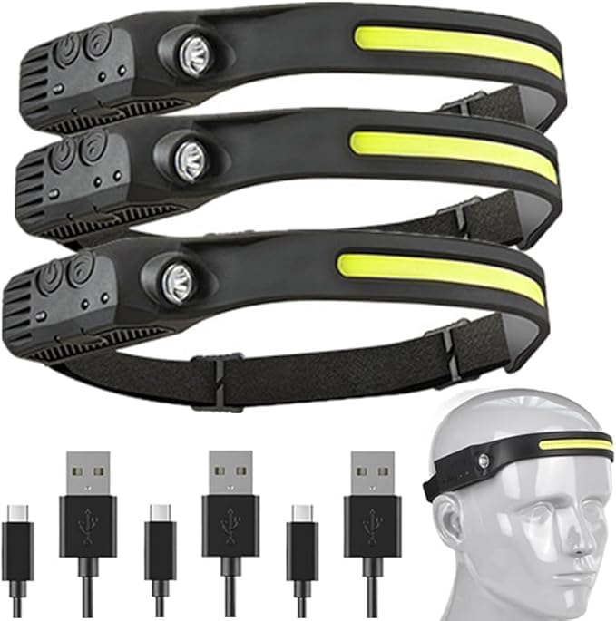 Zenova Luxelight Led Headtorch, Lumilight Head Torch,Rechargeable LuxeLight LED Headlamp,Smart Motion Sensor 230° COB Headlight,Constant On/Sensing 2 Modes HeadLamp for Camping Hiking Fishing (3, A)