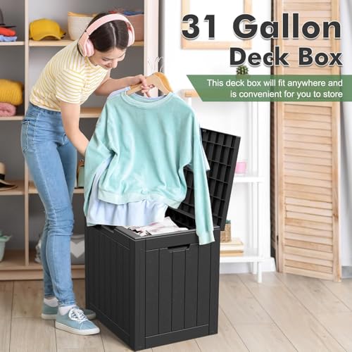 Image of Outdoor Storage Box Waterproof, 32 Gallon Deck Box for Patio-2 Boxes