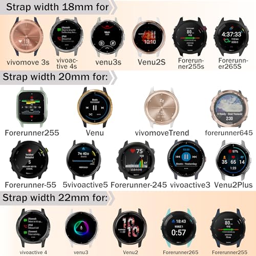 EverAct 5PACK 20mm Elastic Straps Compatible with Garmin Vivoactive 5,Nylon Soft Elastic Fabric Wristband for Venu/Venu 2 Plus/Venu Sq,Forerunner 245/645/55 - Image 2