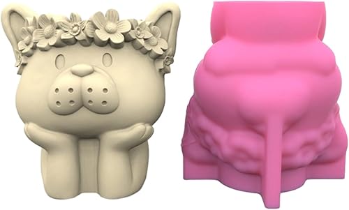 Miniatura 5 de Molde de silicona para macetas de hormigón con diseño de animales pequeños, moldes de yeso de cemento para suculentas, moldes de yeso de cemento de