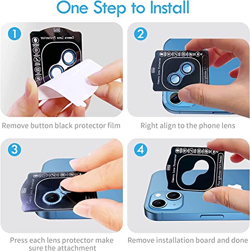 Image of LINEOVAL I Phone 13 Camera Protector Camera Lens Protector Compatible for iPhone 13 /13 Mini, [Anti-Scratch] Premium Tempered Glass Film Aluminum Alloy Lens Ring Cover- (Diamond Silver)