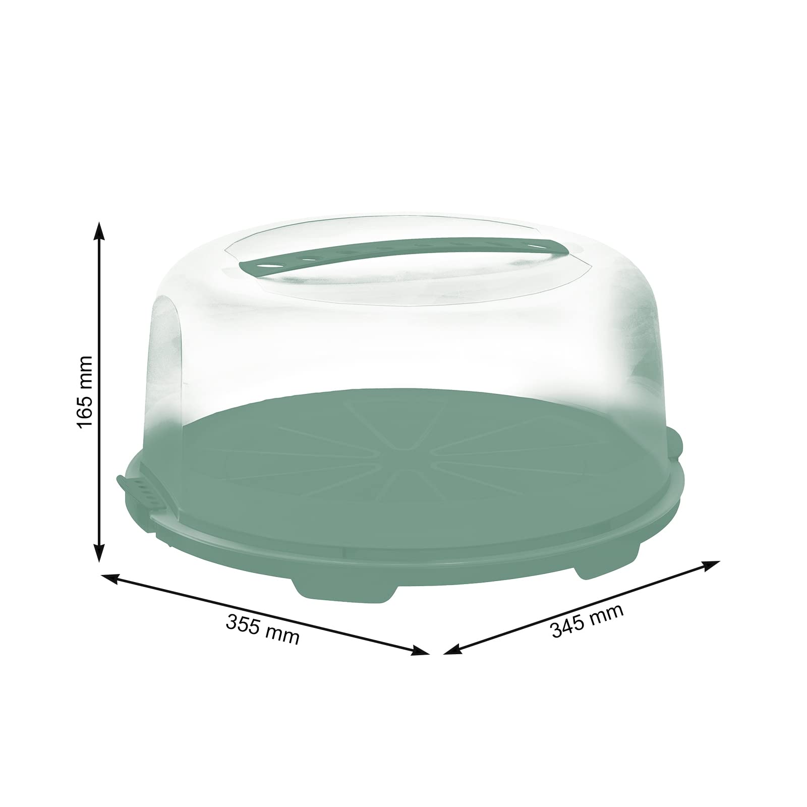 Rotho Fresh Kuchenbehälter 2er-Set runde Transportboxen transparent/grün | Tortentransportbox rund, hohe Tortenbox, Muffin Transportbox im 2er-Set, sicherer Transport mit Tragegriff für Kuchen