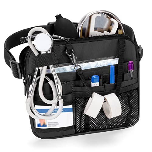 Damero Trousse d'urgence pour infirmière avec poches pour équipement médical, ceinture à outils pour infirmière avec porte-ruban pour stéthoscopes, noir