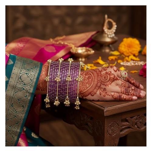 Image of Kashmiri Ghangharoo Glass Bangle| Light Weight Bangles | Traditional Transparent Fancy Glass Chudi Set for Wedding, Party|Set Of 16(12 Glass + 4 ghungroo bangles)