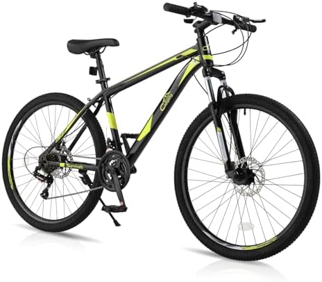 Ktaxon Mountain Bike 26/27.5 Inch Men & Women Mountain Bike 21-Speed Adult Bikes, Double Disc Brake, Suspension Fork, High Carbon Steel Frame