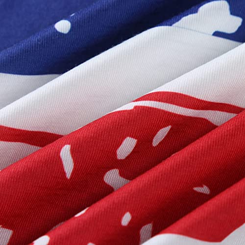 4 of July Outfit Women, Women Tie-dye Independence Day Fashion Printed Colorful Short Sleeve Blouse - Image 7