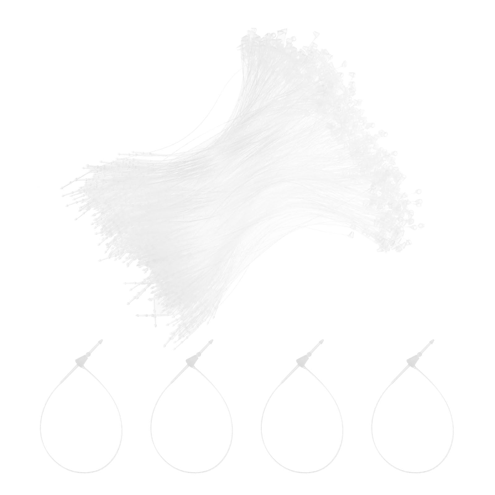 MECCANIXITY 5000pcs Plastic Tag Ties Fastener 7 Inch Security Loop Tie Pins Hang Tags Snap Lock for Clothing Price Tag Shoes Snap Lock Luggage Label, White