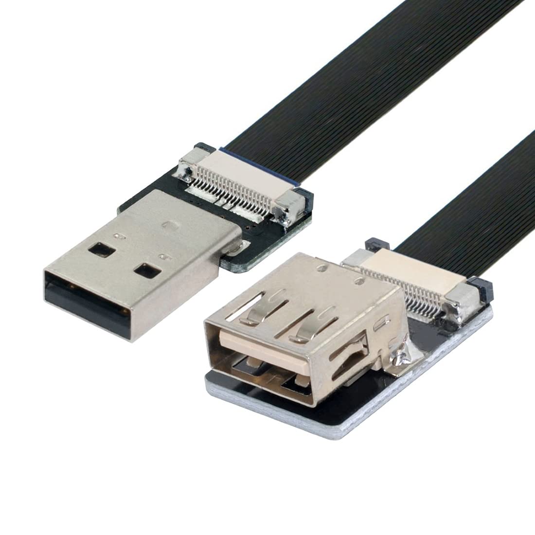 chenyang USB 2.0 Flat Cable USB 2.0 Male to Female Data Transfer Charging Ribbon Flex Extension Cable Adapter 0.2M