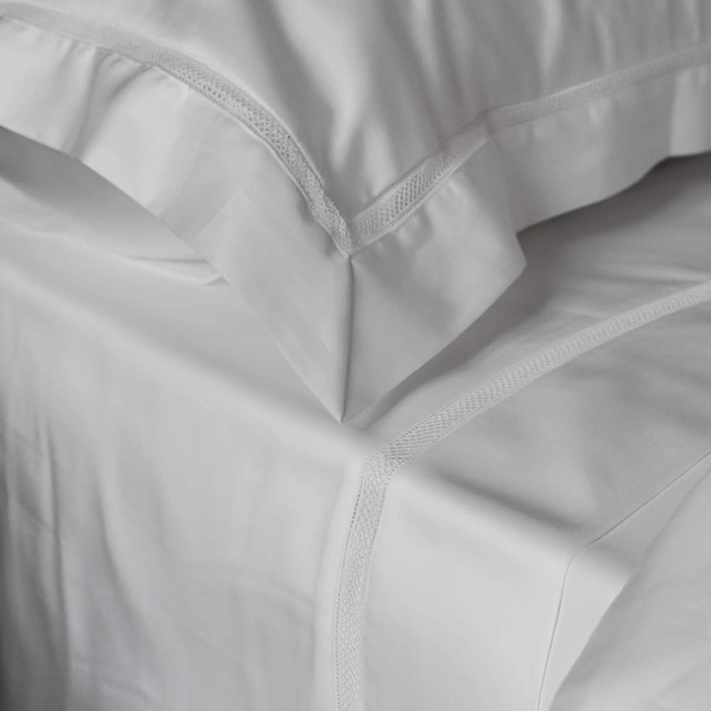 Victoria - Egyptian Cotton 300 Thread Count Double Flat Sheet, 210x280 cm, White, Bedding Made in Portugal