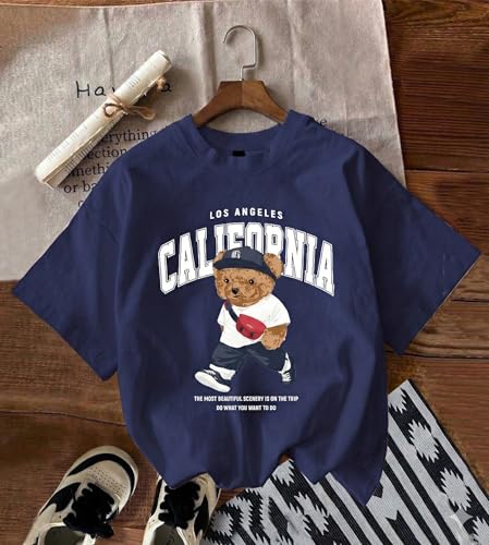 Image of Jawdrobe Cotton Blend Oversized Fit Half Sleeve Printed Round Neck T-Shirt for Women