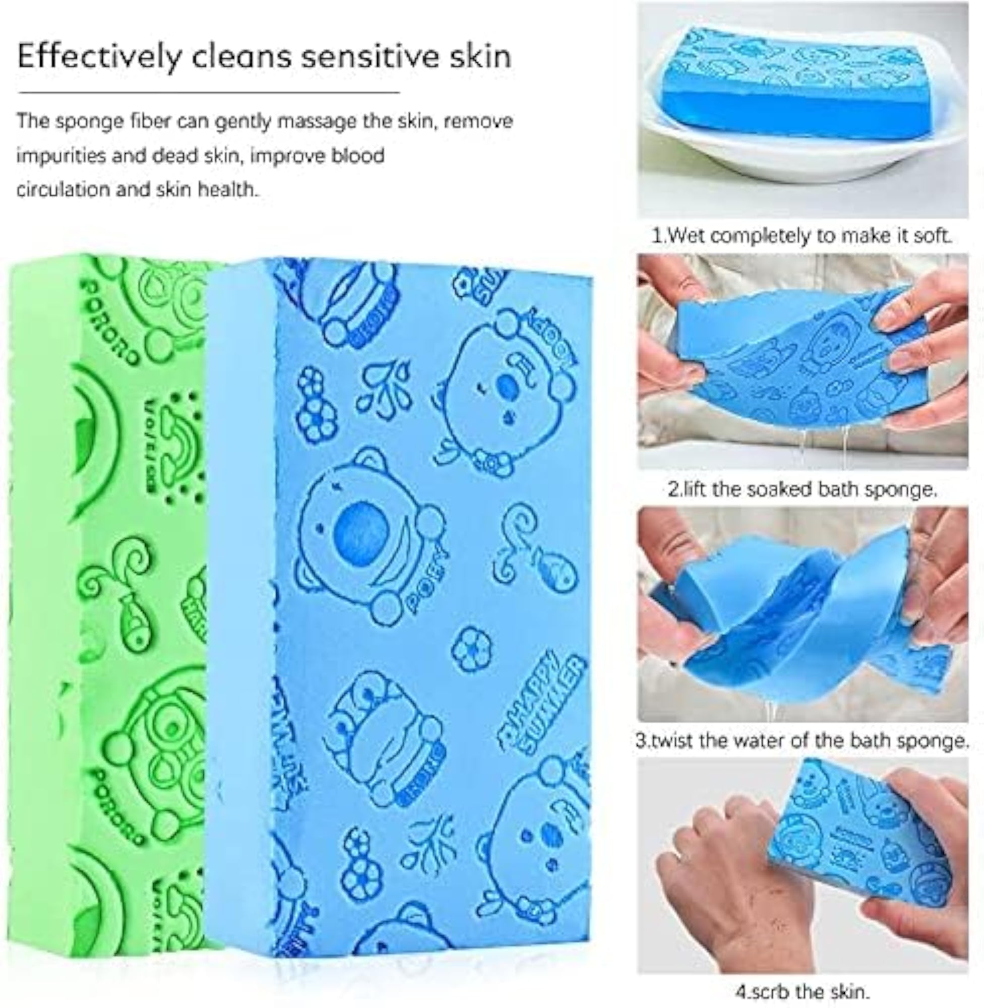 Bath Sponge Scrubber, Soft Exfoliating Sponge for Shower