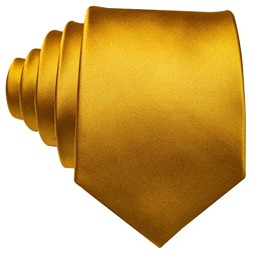 Image of Barry.Wang Plain Men Silk Ties Extra Long Satin Necktie for Wedding Business Handkerchief Cufflinks Set Solid Colors