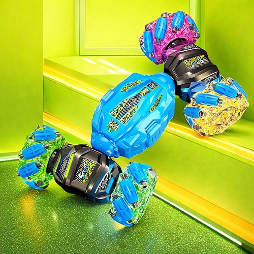 Image of VGRASSP Dual Control Twisting Drift Stunt Car Toy for Kids with Remote Control and Gesture Wrist Controller - Rechargeable 360 Rotating RC Car Toy with LED Lights, Sound Effects - Blue