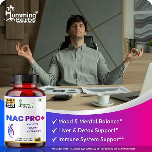 Image of Humming Herbs NAC PRO+ with N-Acetyl Cysteine, Inositol, Choline, Vitamin D3 & Zinc | 1410mg (180)