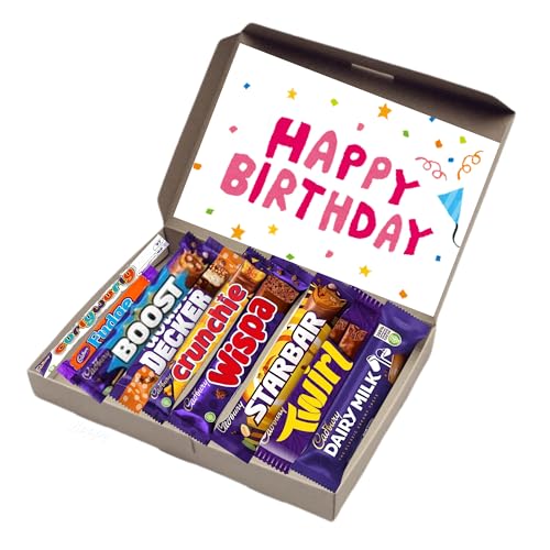 Birthday Chocolate Gift Box – 9 UK Favourite Chocolate Bars – Letterbox-Friendly Treat Box with Greeting Card – Fun Birthday Surprise for Men, Women & Teens