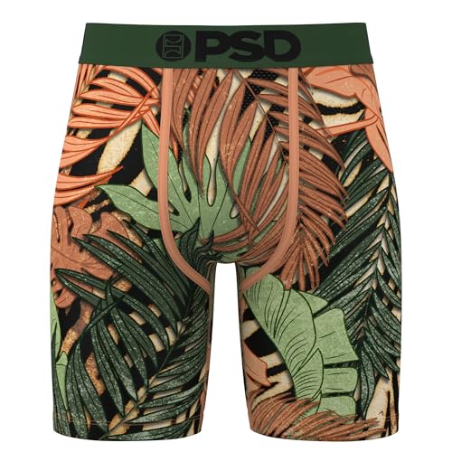 PSD Men's Boxer Briefs - Untamed Tropics, 7 Inch Inseam, Moisture-Wicking, 4-Way Stretch, Boxer Briefs for Men, Large