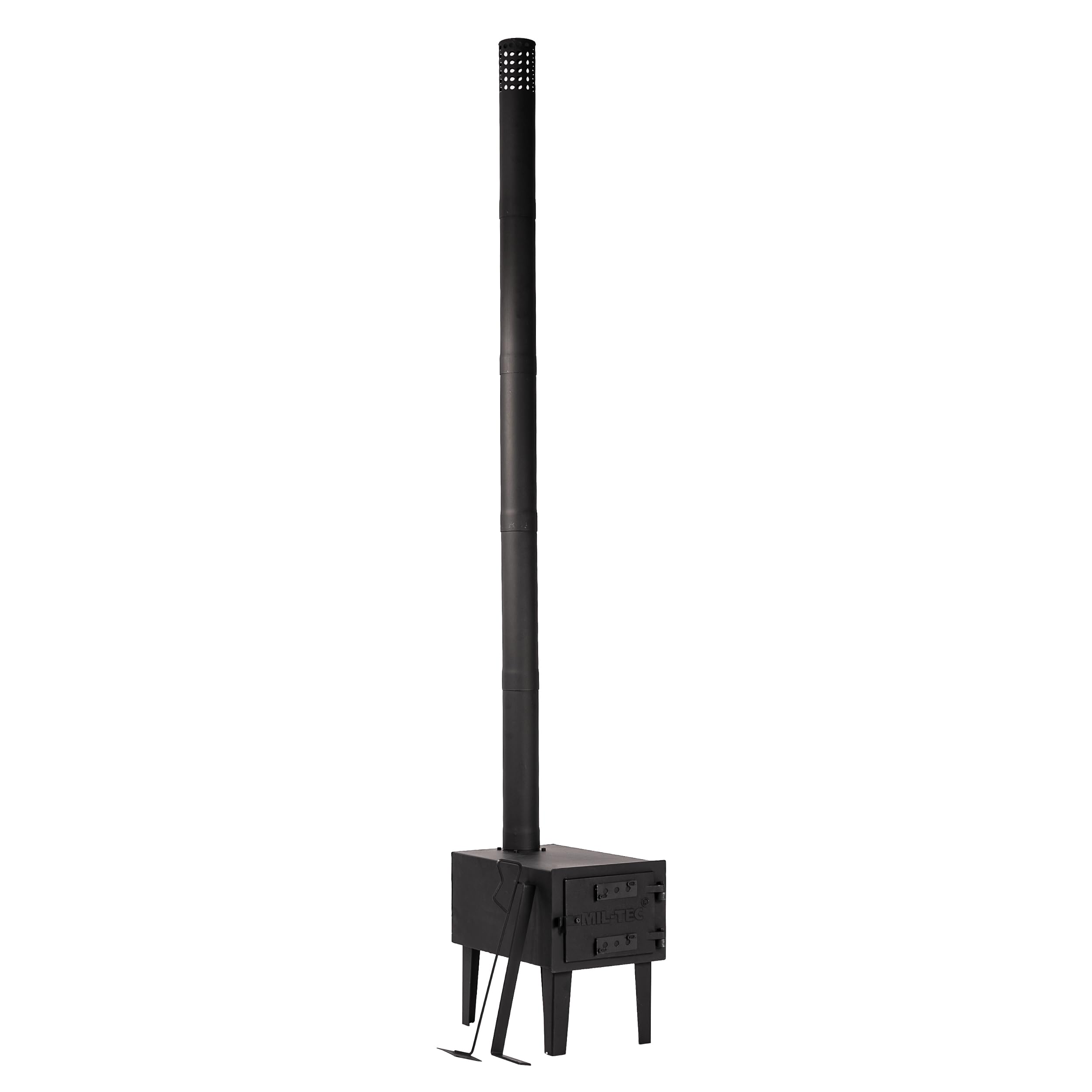 Mil-Tec Zeltofen tragbar (16,5 kg) • Camping Holzofen aus Karbonstahl • Für Zelte, Tipis & Jurten • Mit gr. Brennkammer, 196cm Rohr & Zubehör • Outdoor Ofen zum Heizen & Kochen