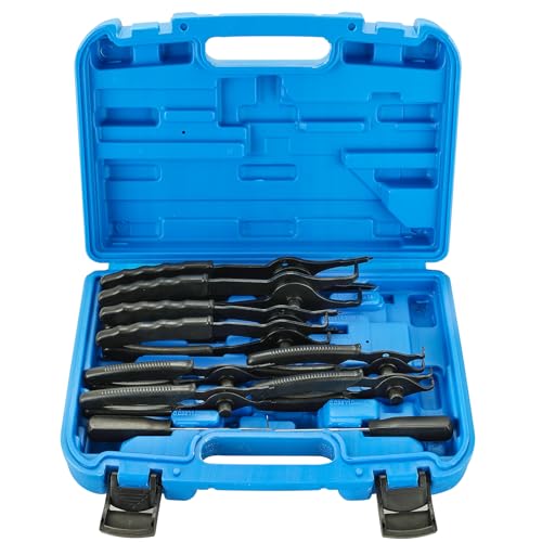 DASBET Snap Ring Plier Set 11PCS Straight & Bent Retaining Ring Pliers w/Hook & Pick Heavy Duty Internal External Pliers Circlip Combination Retaining Clip for Car Trunk Motorcycle