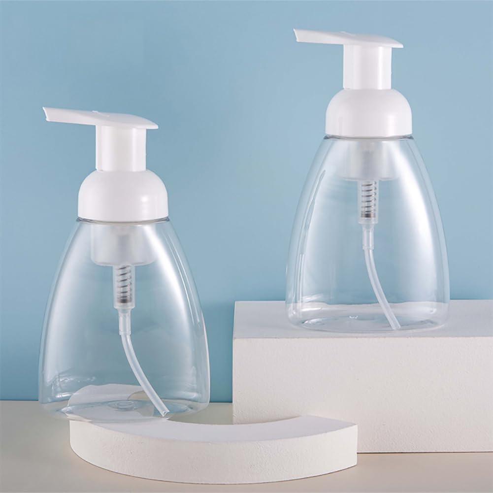 4 Stück 300 ml Schaumpumpenflaschen, Schaum-Handseifenspender, nachfüllbare Kunststoff-Seifenflaschen, transparent, leere Shampoo-Flaschen, Badezimmer-Pressflaschen für Flüssigkeiten