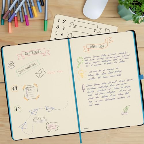 Finocam - Modern Dotted Black Notebook, Soft Cover, Micro-Perforated Pages, Elastic closure, Pen Loop, 144 Pages - Image 3