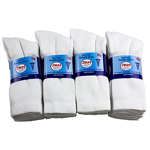 12 Pack Physician Approved Diabetic Circulatory Neuropathy Crew Socks for Men & Women