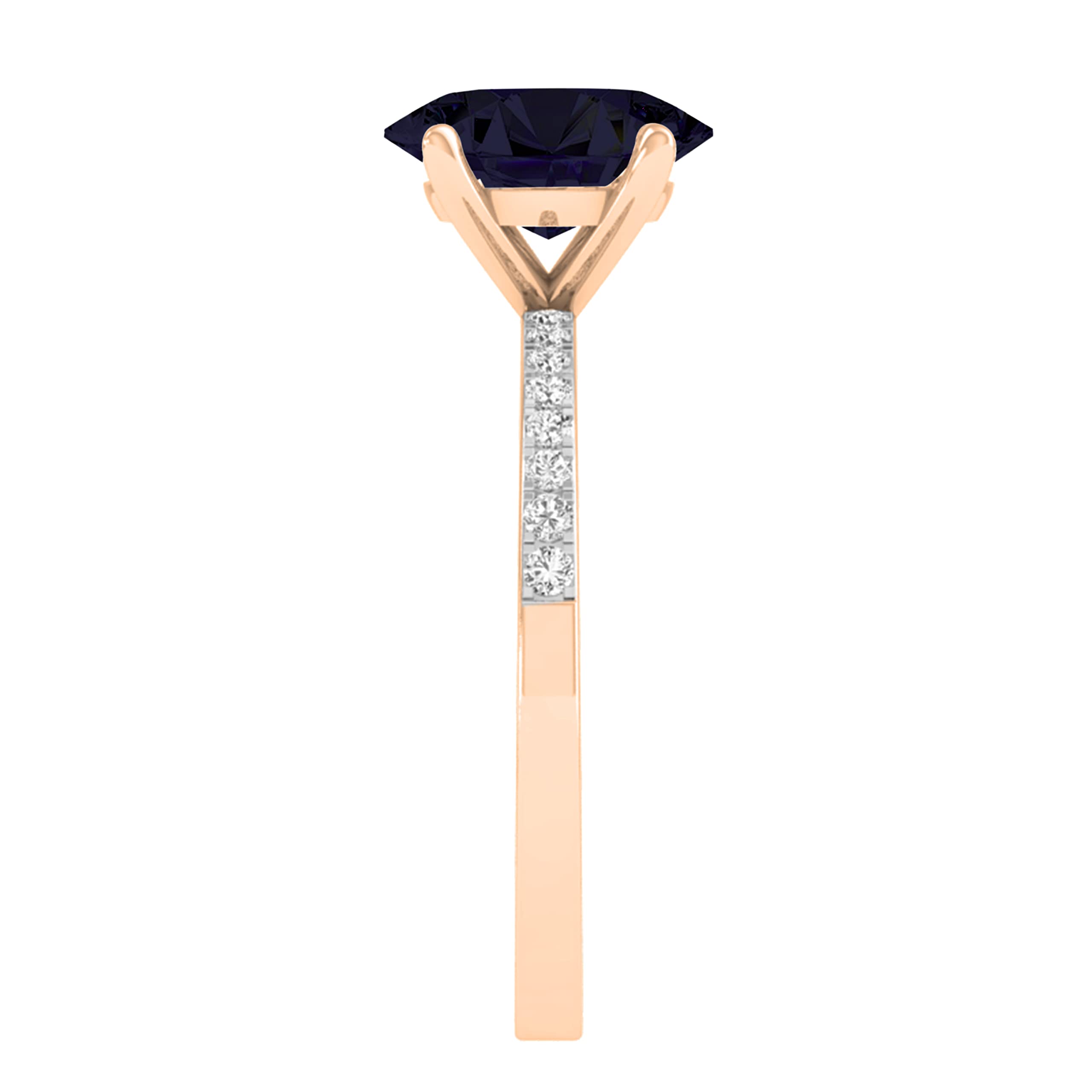 Dazzlingrock Collection Anillo de compromiso de oro rosa de 14 quilates con piedras preciosas ovaladas y diamantes blancos redondos de 9 x 7 mm para mujer, Oro rosa Zafiro azul Diamante blanco Oro