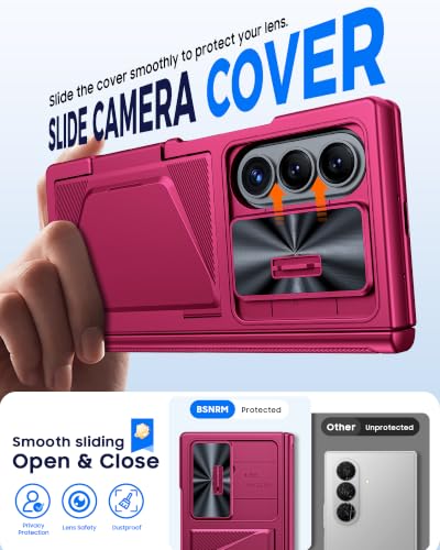 Image of for Samsung Galaxy Z Fold 8 Ultra Case Wallet & HD Screen Protector | Card Holder RFID Blocking, Slide Lens Cover, Hinge Protection, Shockproof Phone Cover for Z Fold 8 Ultra (Rose Red)