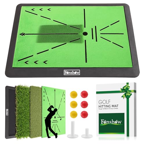 Golf Hitting Mats Training Equipment, Portable Golf Mat with Longer Swing Path Trajectory, 3-in...