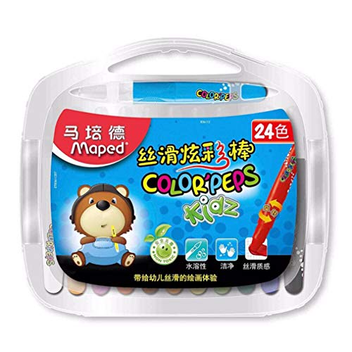 YYMIYU Thick rod colorful stick pen 24 colors rotating washable crayons water soluble