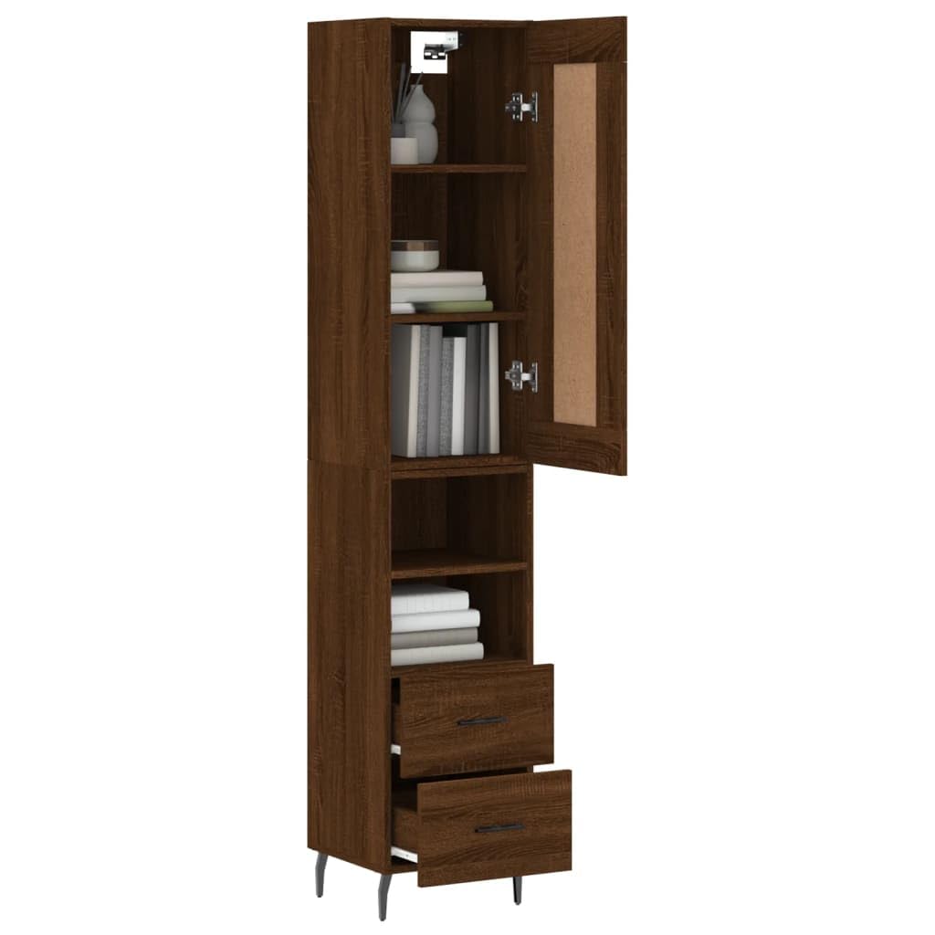 Möbel Wohnaccessoire Highboard Braun Eiche 34,5 x 34 x 180 cm Bauholz