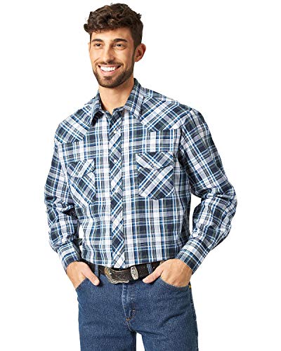 Wrangler Mens Sport Western Plaid Snap