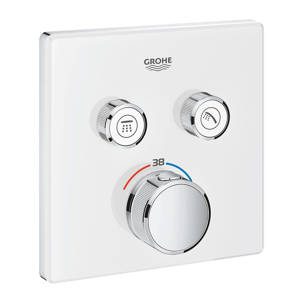 GROHE Grohtherm Smartcontrol Thermostat for Shower Or Bath, for Concealed Installation, with Two Valves Square Shape, Moon White, Made In Germany By GROHE Eco-Friendly and Safety Features 29156LS0