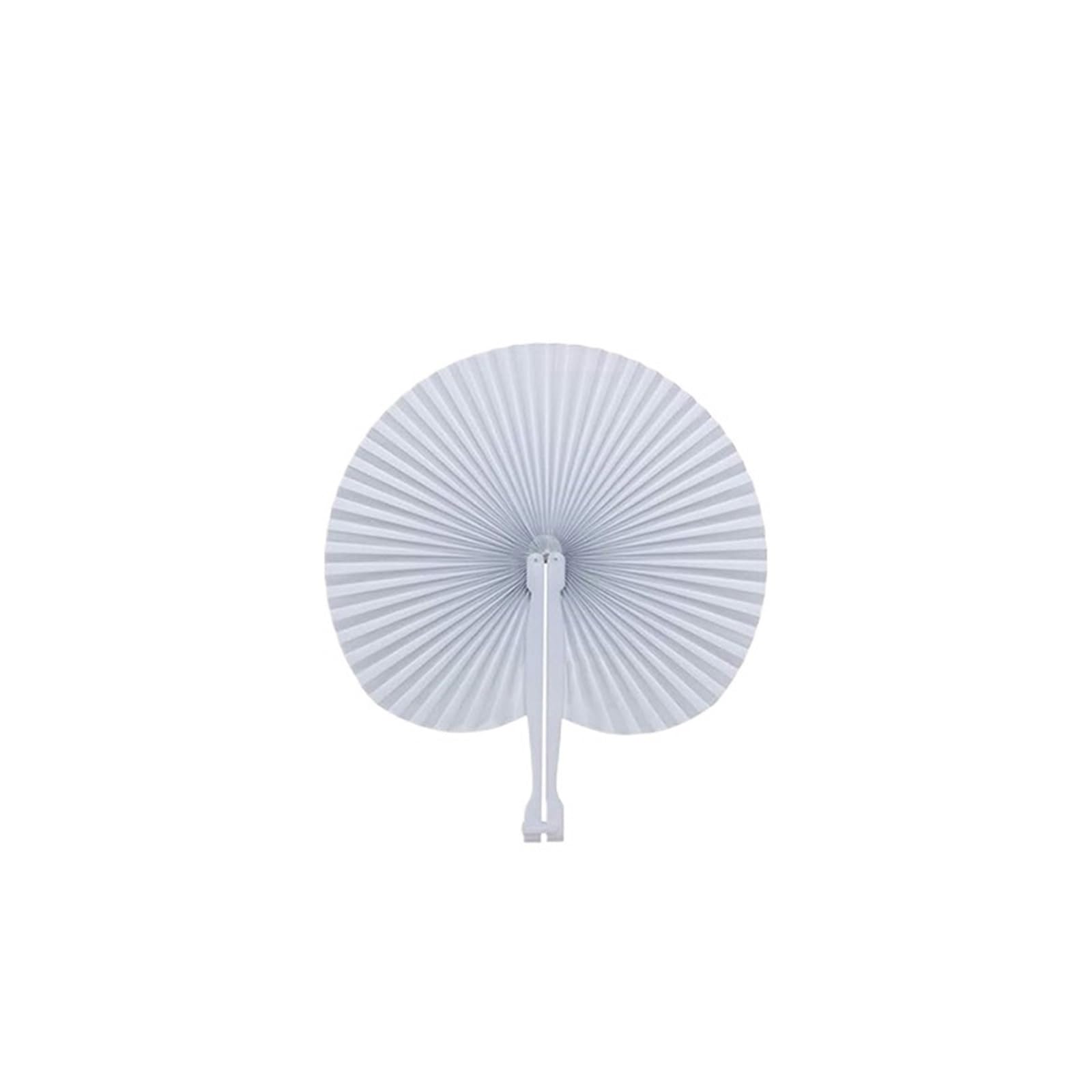 Fächer 15/30/50 Stück herzförmiger runder Faltfächer aus Papier, Handfächer mit Griffen, for Selbermachen, Malen, Geburtstag, Hochzeit, Party, Dekoration(White-round shaped,50Pcs)