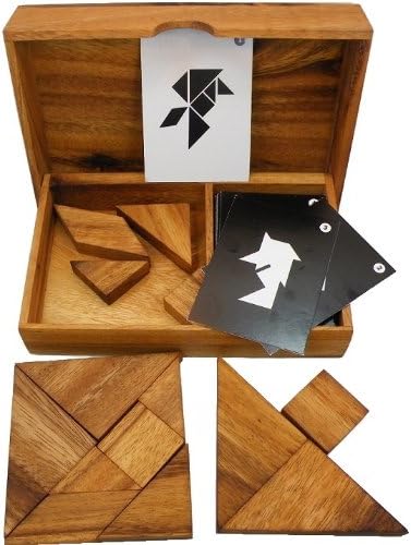 Miniatura 3 de Juego de tangrama lógico con cartas de juego de rompecabezas de madera