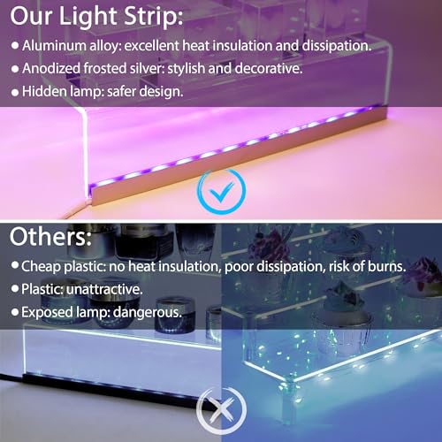 12” Acrylic Display Organizer with LED Light - 3 Tier Perfume Organizer for Women, Cologne Organizer for Men, Perfume Stand and Display Step Shelves Holder, Clear Riser, Figures Stand, Dessert Shelf - Image 7