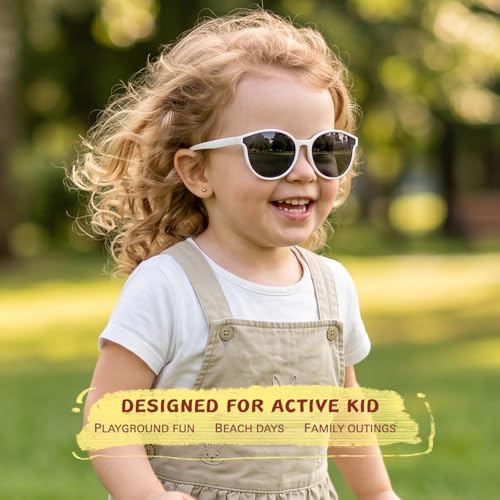 Image of Kids Polarized Sunglasses for Boys Girls, Flexible TPEE Eyewear, Age 3-8 | Filters solar glare and UV rays to shield children's eyes during outdoor play, travel, and beach adventures.