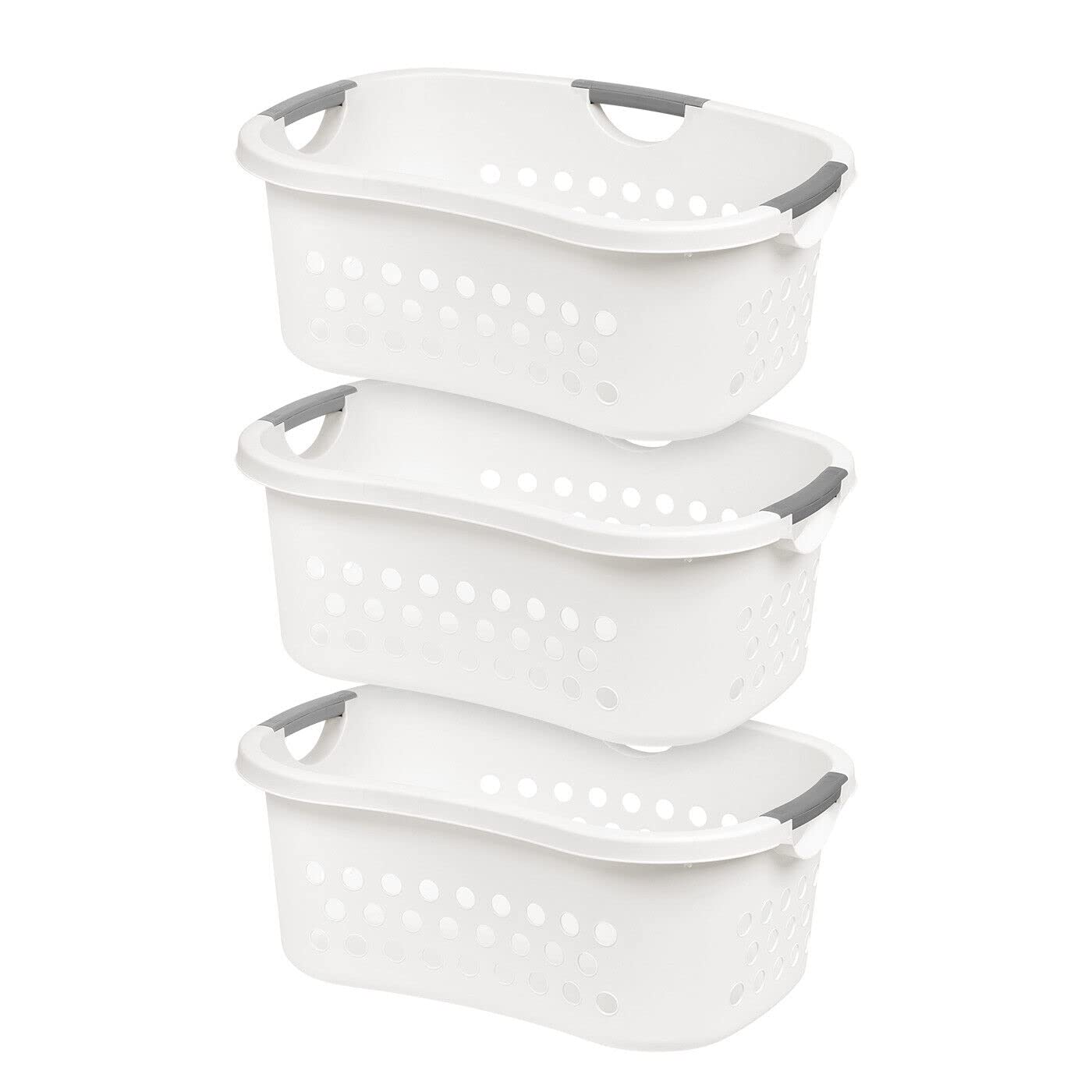 3 Pcs of Comfort Carry Laundry Basket, White