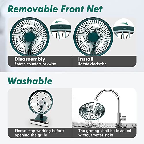 Allxnox Oscillating Desk Personal Table Fan Rechargeable Usb Battery Strong Airflow Quiet Operation Desk Fan Speed Adjustable Head 360°Rotatable With Led Display For Home Office Bedroom Desktop #TOP4