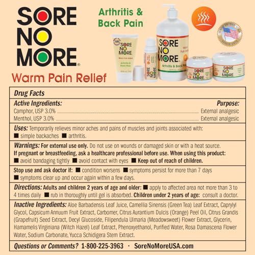 Image of Sore No More Warm Arthritis Pain Relief Roll On - Targeted Reliever for Back, Neck, Hands & Feet - Soothing & Fast-Acting Formula for Aches and Pains - Non-Greasy with Orange Aroma - 3 oz