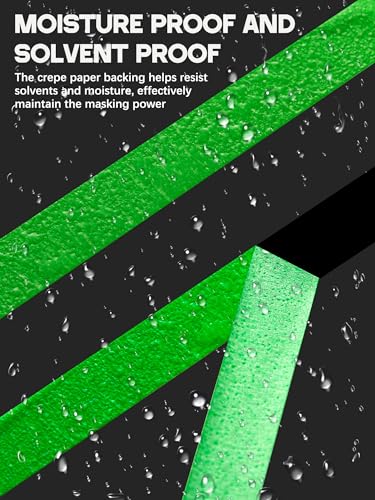 Image of Marspark 6 Rolls 1.5 Inch x 55 Yards Green Automotive Refinish Masking Tape Bulk No Residue Heat Resistant Painters Tape for Car Vehicles Auto Body Multi Purpose Paint Tape