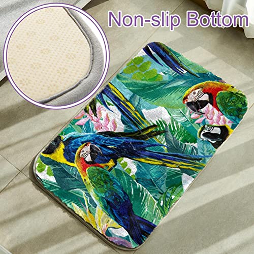 Tapis fausse fourrure perroquets et feuilles vert émeraude doux - 6
