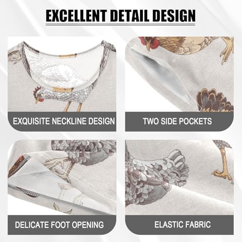 Short-Sleeved Pajamas Cute Chickens Hen Animals Pj Sets Sleepwear Clothes Sets Poultry Pajamas Summer Short Set 10Y3