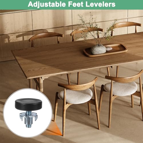Image of M METERXITY 4-Pack Furniture Feet 1 /4 inch Thread w T-Nut Kit 1320LBS Black | Adjustable Furniture Levelers, Adjustable Leveling Feet Supports, for Tables /Cabinets /Large Base Supports